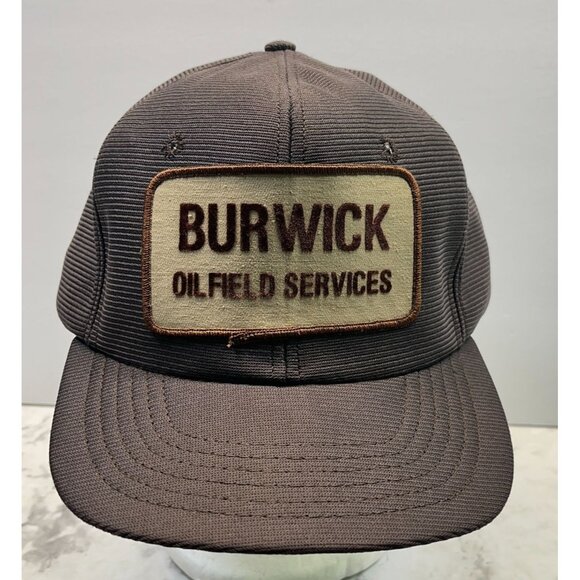 Burwick Oilfield Services 80s Snapback Hat Brown Baseball Cap Distressed Vtg - Picture 11 of 11